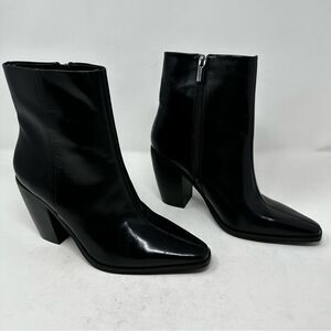 Vince Camuto Black Allie Square Toe Leather Boots Size 9.5